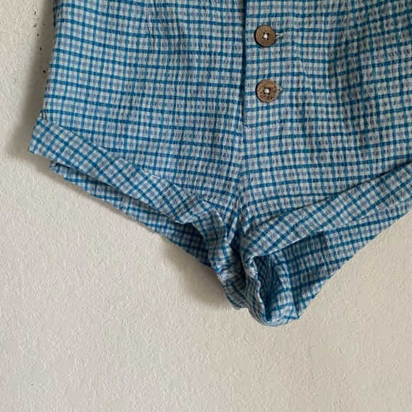 Free People Checked Out Plaid Micro Brief Style Retro Linen Blend Boho Shorts 4 - Picture 9 of 14